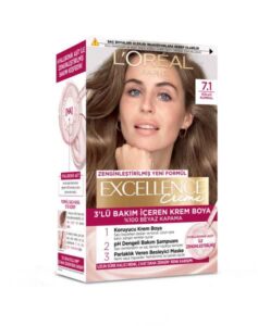 رنگ ‌موی شماره 7.1 لورال loreal رنگ بلوطی دودی سری Excellence